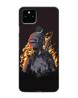 Чехол для Google Pixel 5 с картинкой «PUBG — огненный силуэт»