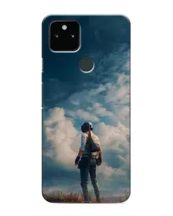 Чехол для Google Pixel 5 с картинкой «Герой PUBG на скале»