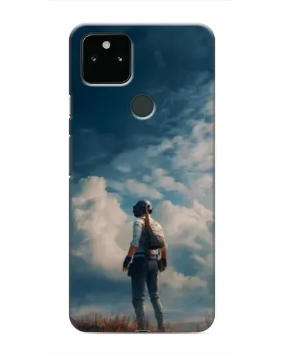 Чехол для Google Pixel 5 с картинкой «Герой PUBG на скале»