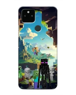 Чехол для Google Pixel 5 с картинкой «Эндермен в лесу»