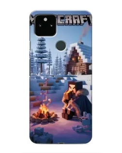 Чехол для Google Pixel 5 с картинкой «Зимний Minecraft»