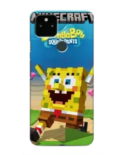 Чехол для Google Pixel 5 с картинкой «Губка Боб Minecraft»
