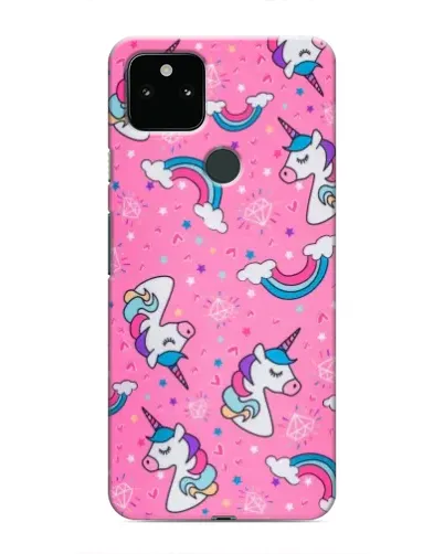 Чехол для Google Pixel 5 с картинкой «Unicorn паттерн розовый»