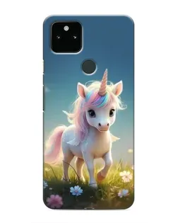 Чехол для Google Pixel 5 с картинкой «Единорог на поляне»