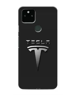 Чехол для Google Pixel 5 с картинкой «Стальной логотип Tesla»