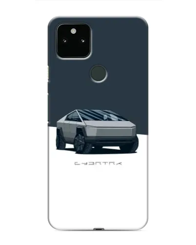 Чехол для Google Pixel 5 с картинкой «Серебристый Cybertruck Tesla»