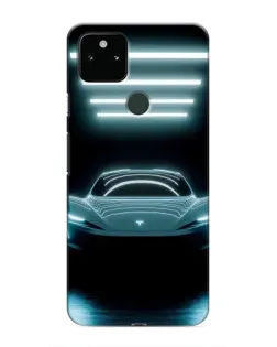 Чехол для Google Pixel 5 с картинкой «Tesla в неоне»