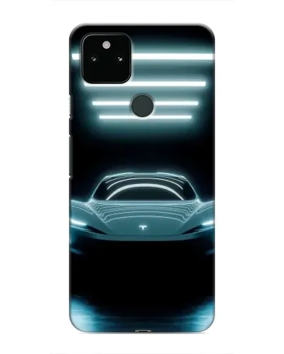 Чехол для Google Pixel 5 с картинкой «Tesla в неоне»