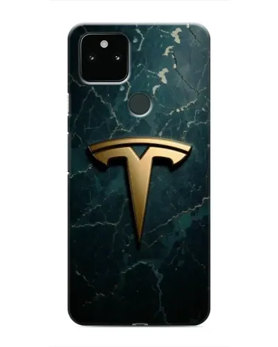 Чехол для Google Pixel 5 с картинкой «Мраморная Tesla Gold»