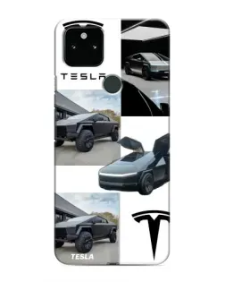 Чехол для Google Pixel 5 с картинкой «Коллаж Cybertruck Tesla»