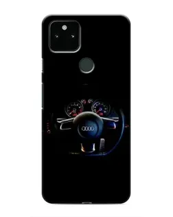 Чехол для Google Pixel 5 с картинкой «Салон Audi — руль»