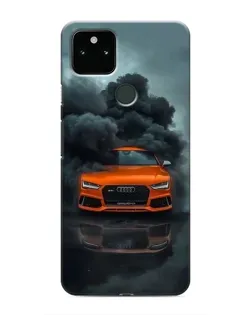 Чехол для Google Pixel 5 с картинкой «Audi в облаках дыма»