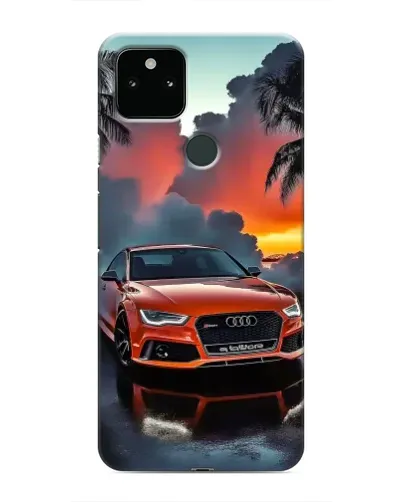 Чехол для Google Pixel 5 с картинкой «Audi — закат»