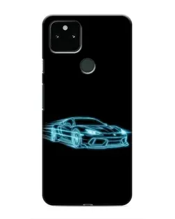 Чехол для Google Pixel 5 с картинкой «Неоновый контур Lamborghini»