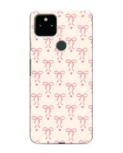 Чехол для Google Pixel 5 с картинкой «Розовые бантики Coquette»