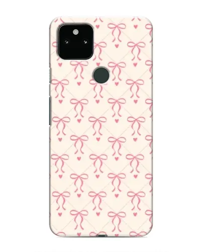 Чехол для Google Pixel 5 с картинкой «Розовые бантики Coquette»