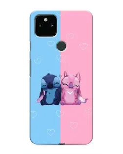Чехол для Google Pixel 5 с картинкой «Stitch и Angel Love»