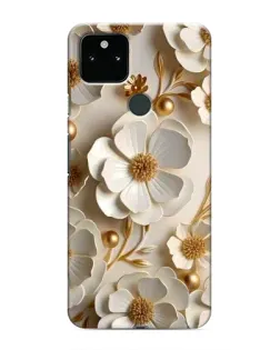 Чехол для Google Pixel 5 с картинкой «Белие бумажние  цвети»