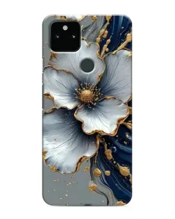 Чехол для Google Pixel 5 с картинкой «Белый цветок и золотой флюид»