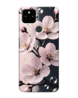 Чехол для Google Pixel 5 с картинкой «Нежная сакура и капли»