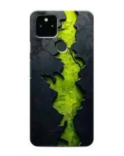 Чехол для Google Pixel 5 с картинкой «Салатовый разлом скалы»