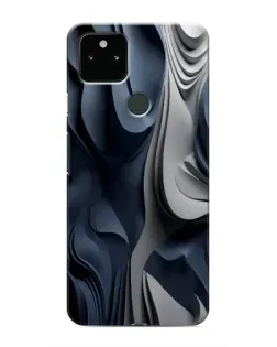 Чехол для Google Pixel 5 с картинкой «Объемные синие складки»
