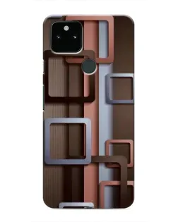 Чехол для Google Pixel 5 с картинкой «Коричневые объемные квадраты»