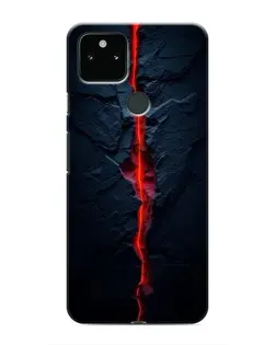 Чехол для Google Pixel 5 с картинкой «Kрасная лавовая трещина»