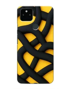 Чехол для Google Pixel 5 с картинкой «Черное желтое переплетение»