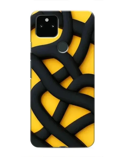 Чехол для Google Pixel 5 с картинкой «Черное желтое переплетение»