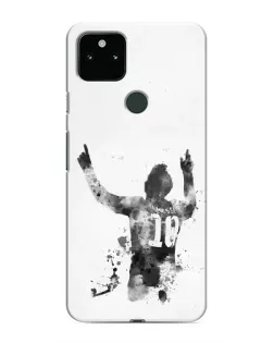 Чехол для Google Pixel 5 с картинкой «Черно-белый силуэт Месси»