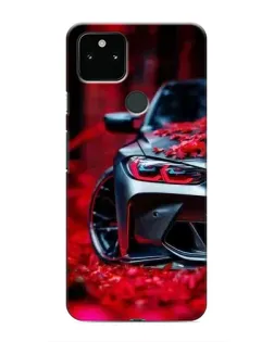 Чехол для Google Pixel 5a 5G с картинкой «Спортивная BMW и цветы»