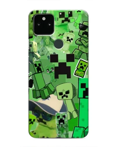 Чехол для Google Pixel 5a 5G с картинкой «Криперы Minecraft»