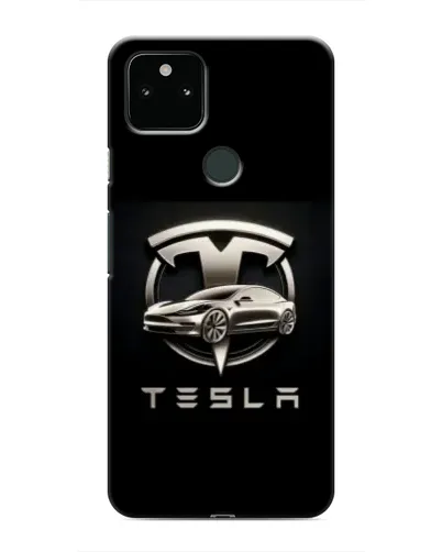 Чехол для Google Pixel 5a 5G с картинкой «Tesla — серебристое авто»