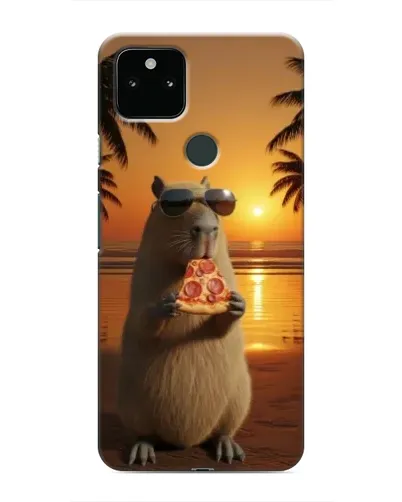 Чехол для Google Pixel 5a 5G с картинкой «Капибара с пиццей»