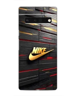 Чехол для Google Pixel 6 Pro с картинкой «Золотой Nike на металле»