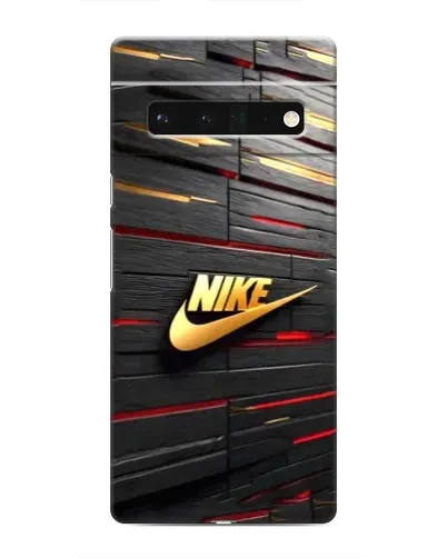 Чехол для Google Pixel 6 Pro с картинкой «Золотой Nike на металле»