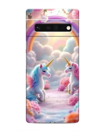 Чехол для Google Pixel 6 Pro с картинкой «Радуга и единороги»