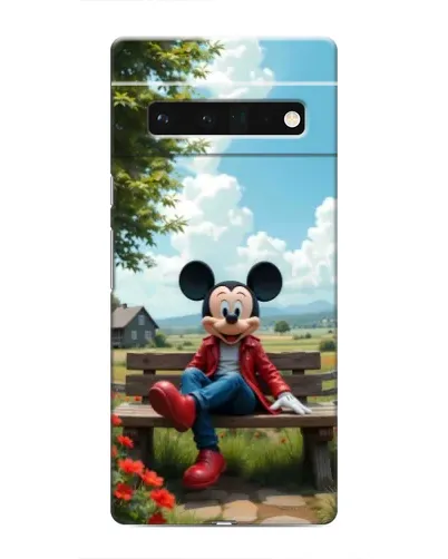 Чехол для Google Pixel 6 Pro с картинкой «Микки на скамейке»