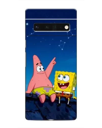 Чехол для Google Pixel 6 Pro с картинкой «Губка Боб и Патрик ночью»