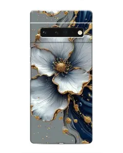 Чехол для Google Pixel 6 Pro с картинкой «Белый цветок и золотой флюид»