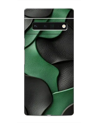 Чехол для Google Pixel 6 Pro с картинкой «Зеленые кожаные волны»