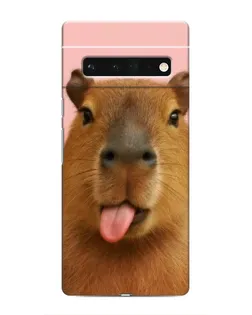 Чехол для Google Pixel 6 Pro с картинкой «Капибара с языком»