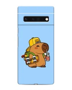 Чехол для Google Pixel 6 Pro с картинкой «Капибара на скейте»