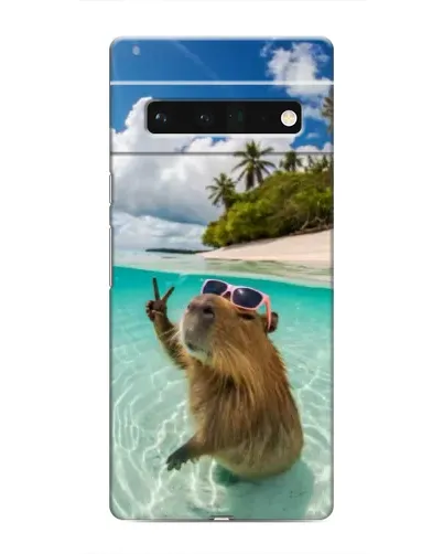 Чехол для Google Pixel 6 Pro с картинкой «Капибара на море»