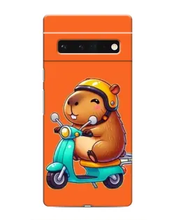 Чехол для Google Pixel 6 Pro с картинкой «Капибара на скутере»