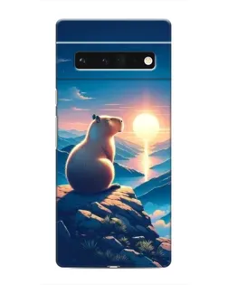 Чехол для Google Pixel 6 Pro с картинкой «Закат солнца с капибарой»