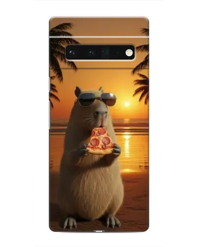 Чехол для Google Pixel 6 Pro с картинкой «Капибара с пиццей»