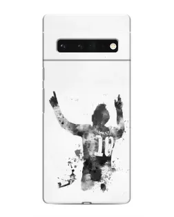 Чехол для Google Pixel 6 Pro с картинкой «Черно-белый силуэт Месси»