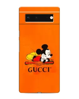 Чехол для Google Pixel 6 с картинкой «Микки Маус Gucci — оранж»